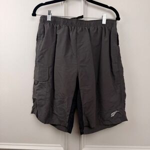 EZRUN Mens Athletic Cargo‎ Shorts Gray Black Running Hiking Gym Size Large